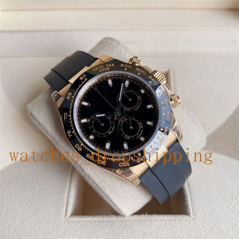 Mens Watch 40mm 18k Gold Case Chronograph Ref.116518 ETA 7750 Movement Automatic Mechanical Rubber Strap High-Quality Luminous Clock Wristwatch