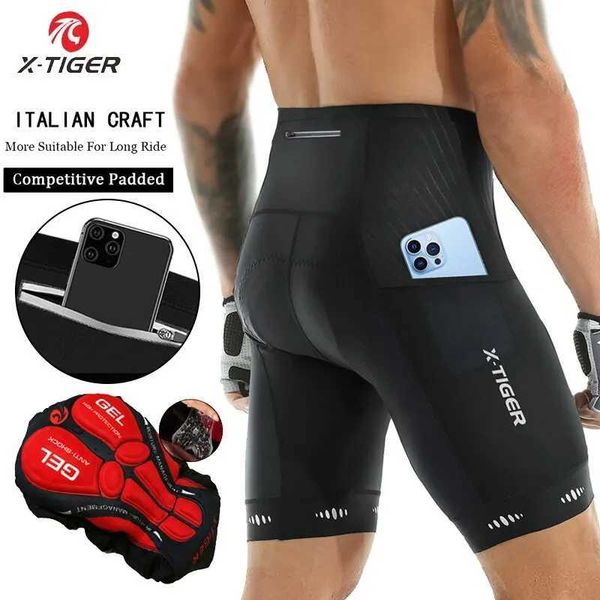 Cycling Shorts X-TIGER mens bicycle shorts with straps 5D gel pad bicycle shorts suitable for mens mountain road cycling half tight pants H2