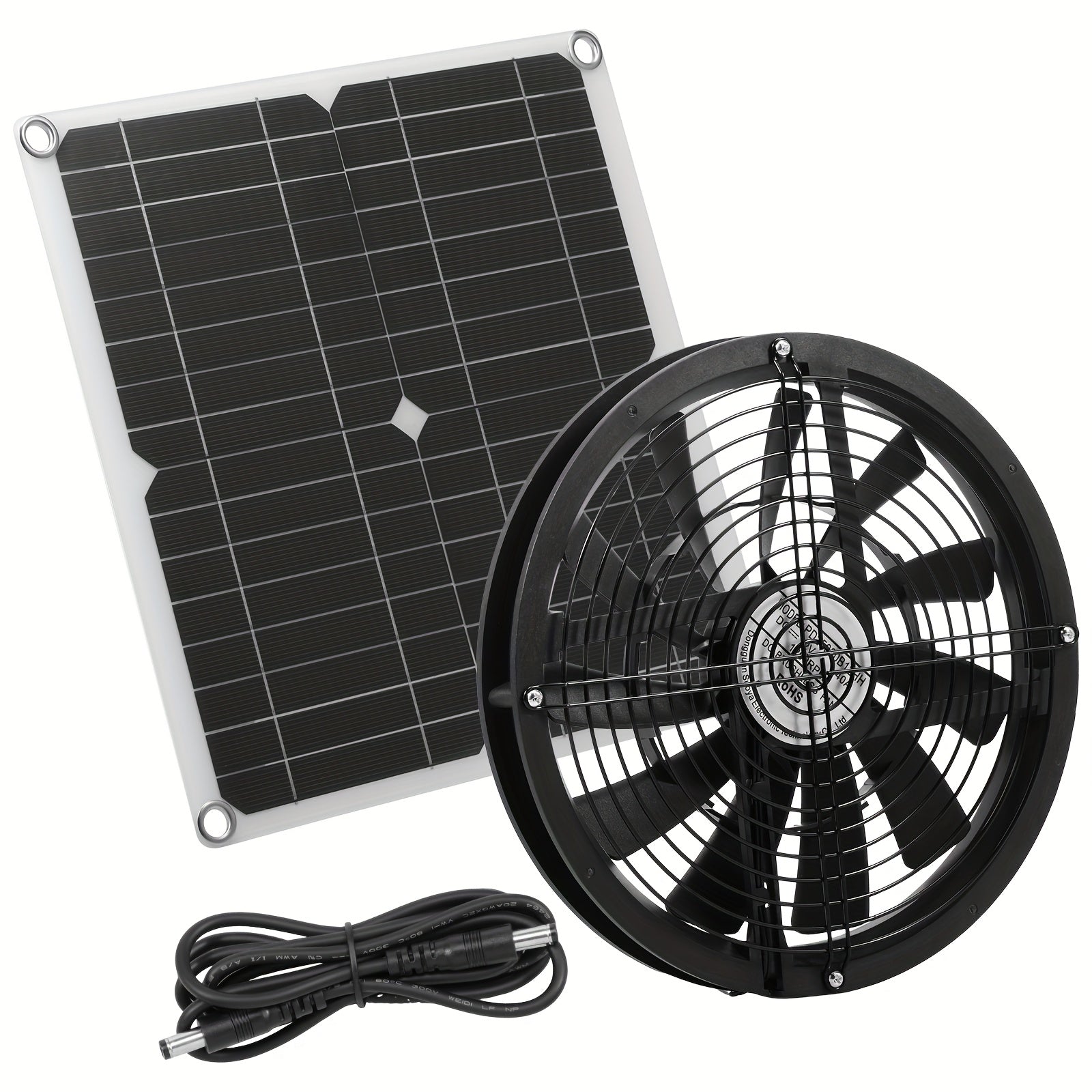 TEMU Solar Fan, 100w Solar Panel And Round Fan With For Small Chicken Coops, Greenhouses, Sheds, Pet Houses, Window Exhaust - 1-2pcs