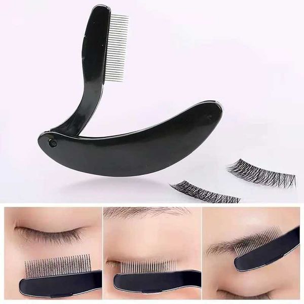 1PC Folding Eyelash Curler Comb Lash Separator Mascara Lift Curl Metal Brush Mini Eyebrow Comb Makeup Tool Y240810