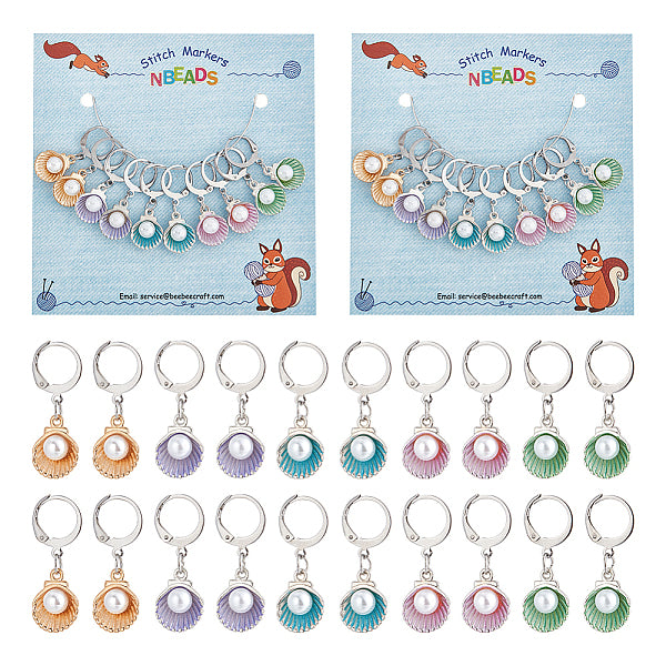 Alloy Enamel Shell Pendant Locking Stitch Markers