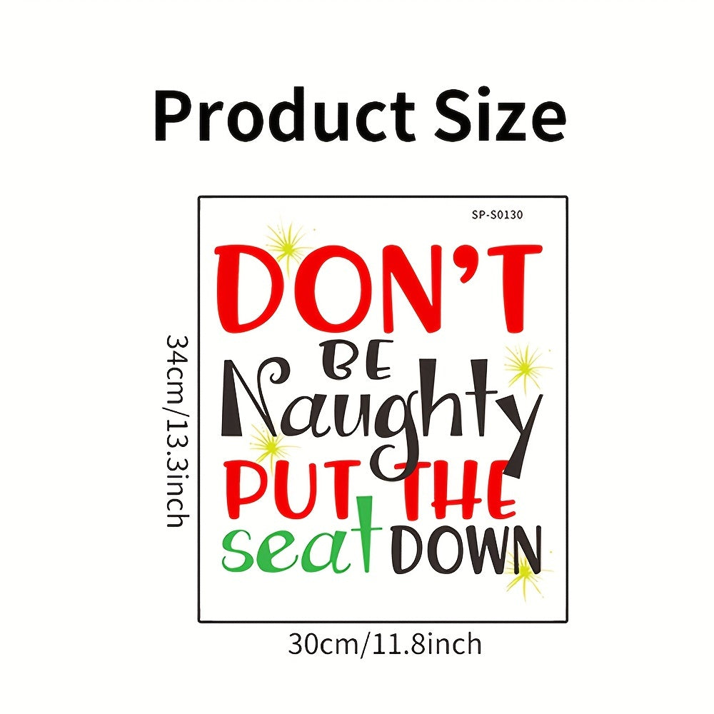TEMU Funny Christmas Toilet Lid Sticker - "don't Put The " Bathroom Decal With Red-green-black Slogan, Plastic Matte For Holiday Decor, Fits Most