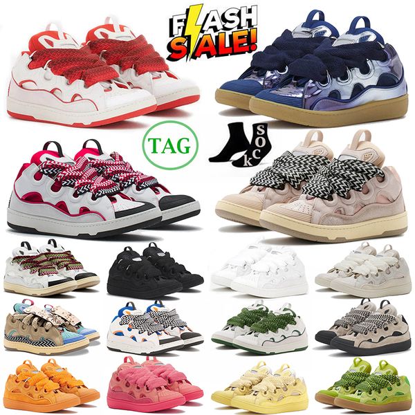 2024 dress shoes lanvinics leather curb men women casual platform shoes extraordinary loafers nappa mesh woven Lace-Up Trainers Sneakers Lux