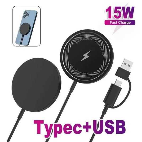 15W Magnetic Wireless Charger Fast Charging Stand for Iphone 15 14 Pro Max Airpods for Samsung S23 Ultra Chargers Dock StationM240731