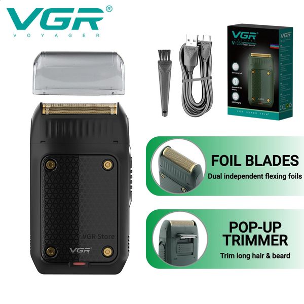 VGR Professional Mens Razor Electric Shaver Mini Beard Trimmer Shaving Machine Foil Blade Pop-up Trimmer USB Rechargeable V-353 240814