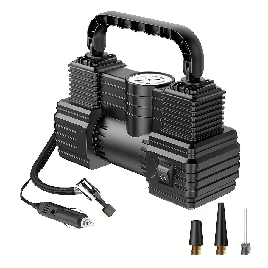 TEMU Portable Air Compressor Tire Inflator, Handheld Pump With Digital Pressure Gauge, Car Plug Lighter, Suitable For Cars, Motorcycles, Bicycles,