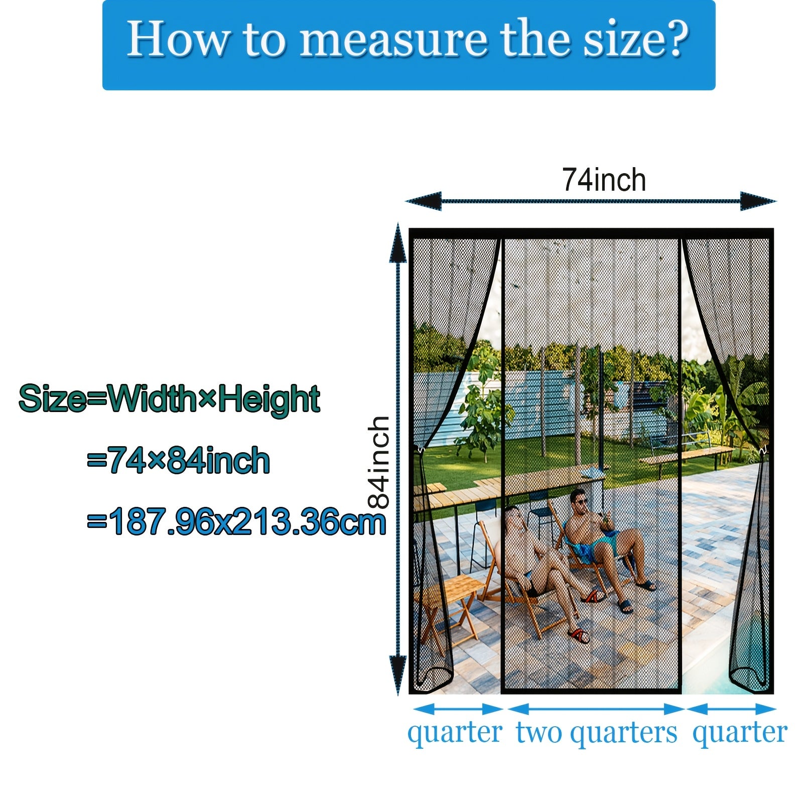 TEMU Magnetic Screen Door Double Door Screen Curtain, Suitable For Sliding Doors, With Magnets And Adhesive Tape, Double Door Proof Mesh Screen