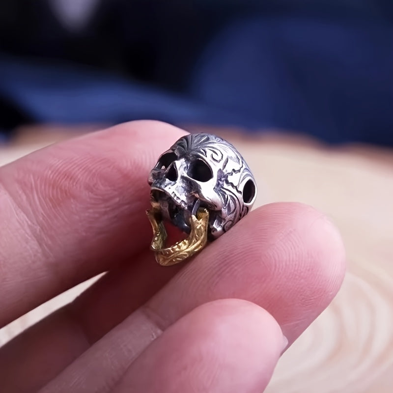 TEMU Vintage Skull Bead Pendant For Diy Bracelets – Stylish Men's Jewelry Accessory, Perfect Gift For Parties Or Casual Attire, Casual Jewelry |