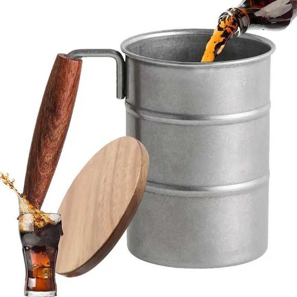 Stainless Steel Vintage Mug 370ml Beer Mug Unbreakable Drinking Tool large-capacity wine cup with Lid for outdoor camping ClubsM240803