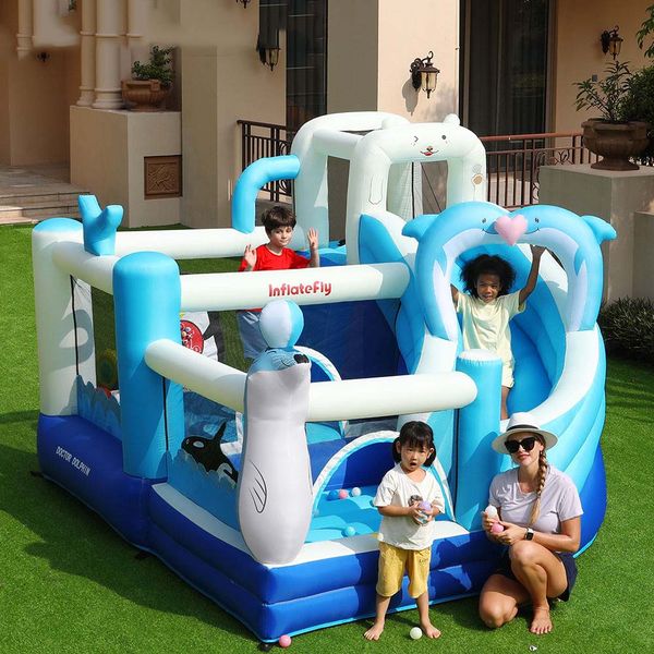 Inflatable Jump Castle with Bouncy House and Slide for Kids Perfect for Party Fun & Outdoor Games Children&#039;s Birthday Celebrations Slip