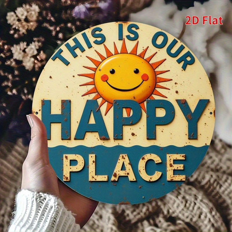 TEMU 2d Flat, 2d Flat Happy , Suitable For Farmhouse Home Bedroom Garden .8*7.8 Inch Wall Decoration, Suitable For Family Bedroom Rustic Garden