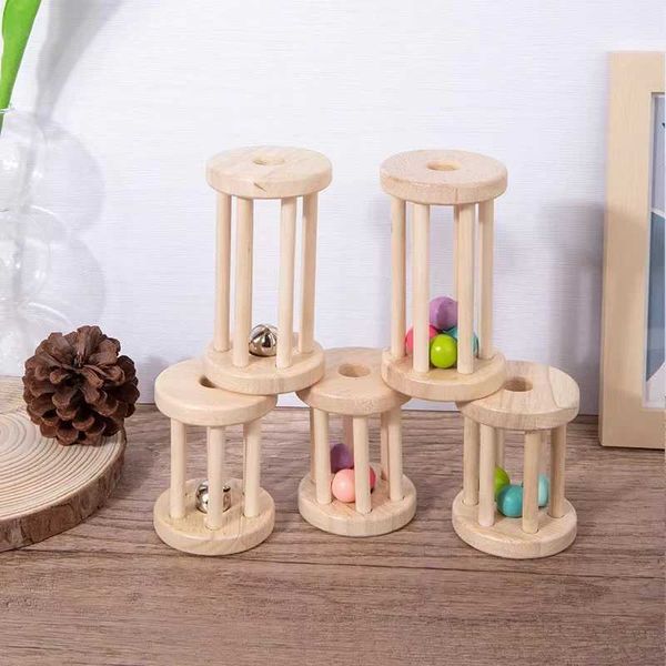 Montessori Baby Development Games of Children Girl 1 to 2 Years Wood Rattles Bell Color Early Educational Hearing Musical ToysC250117