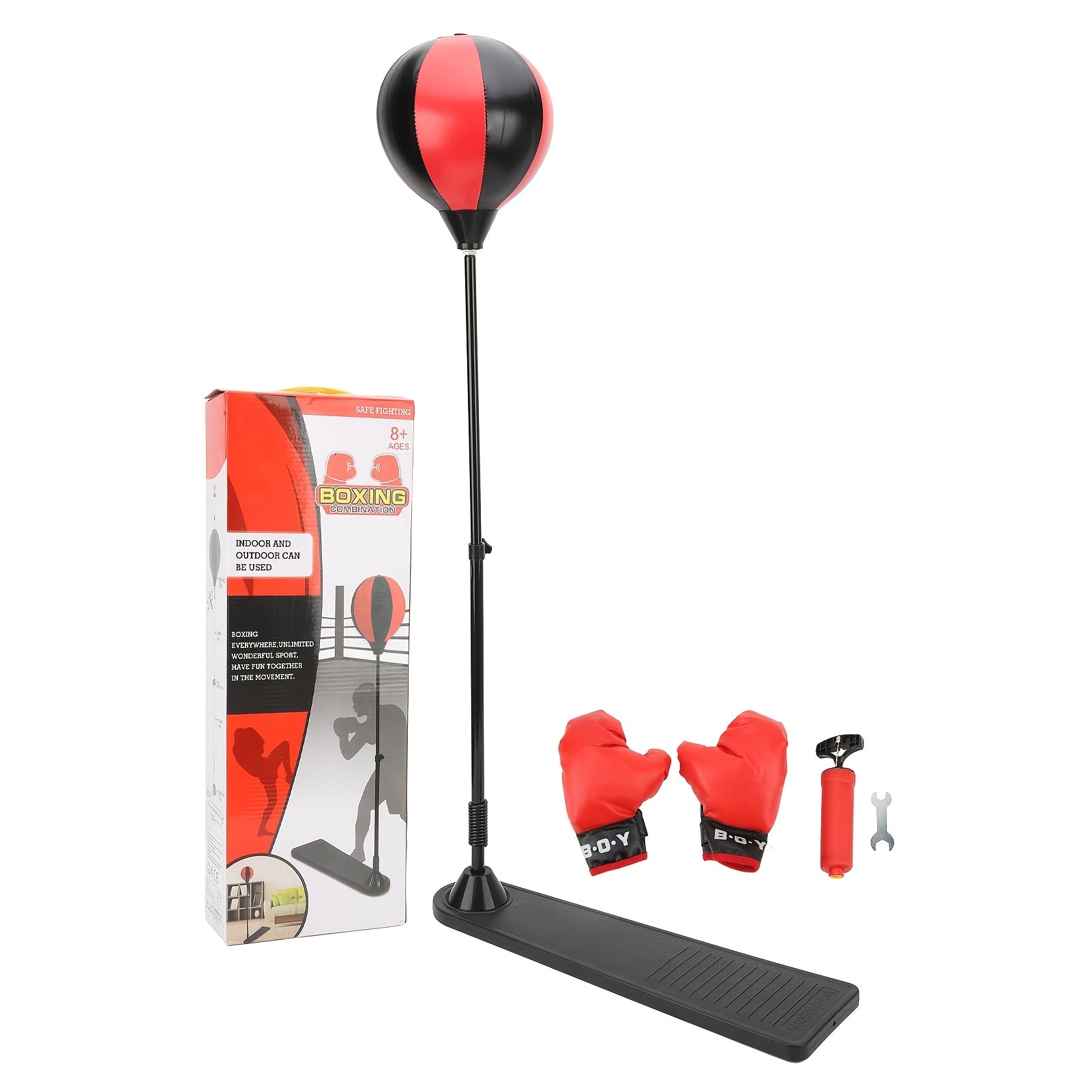 TEMU High-performance Adjustable Boxing Punching Bag Set, Punching Ball Bag Speed Boxing Sports Set Fighting Game With Gloves For Boys And Girls,