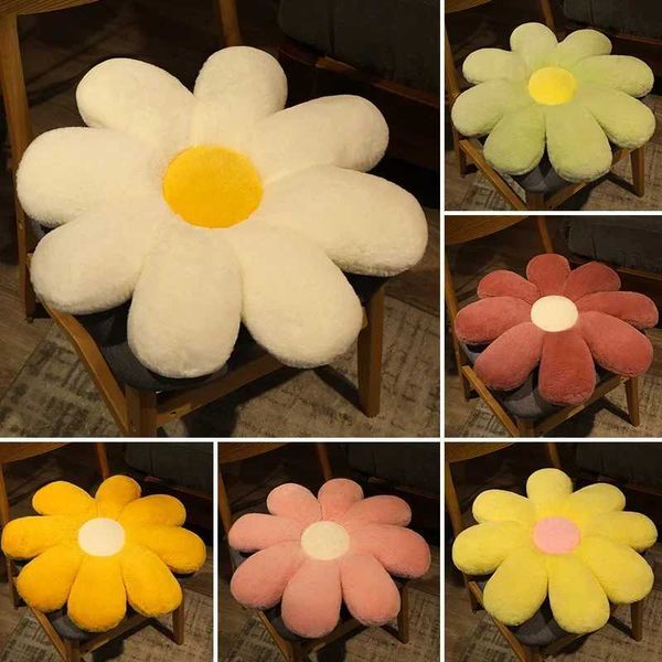 Plush Cushions 50cm Colorful Petal Plush Cushion Soft Daisy Flower Throw Pillow Office Chair Cushion Sofa Home Decoration Gifts