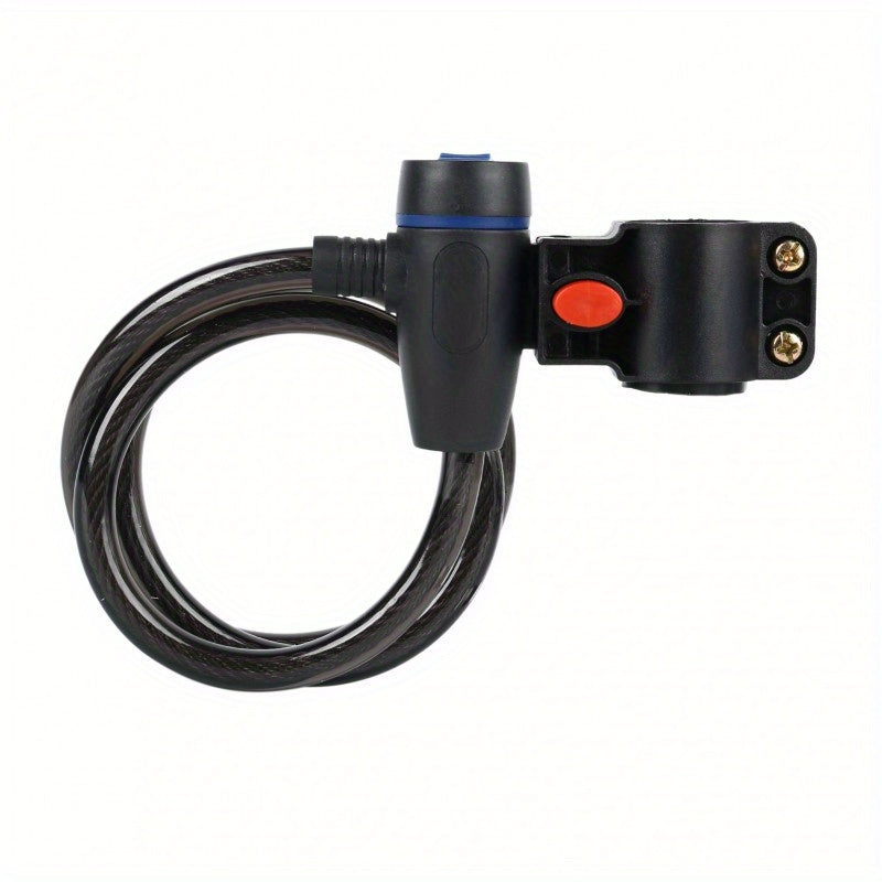 TEMU Anti-theft Steel Bicycle Lock For Mountain & Road Bikes, Scooters - Durable With Knob Controller, Portable Design, Powder Coated Finish, Black,