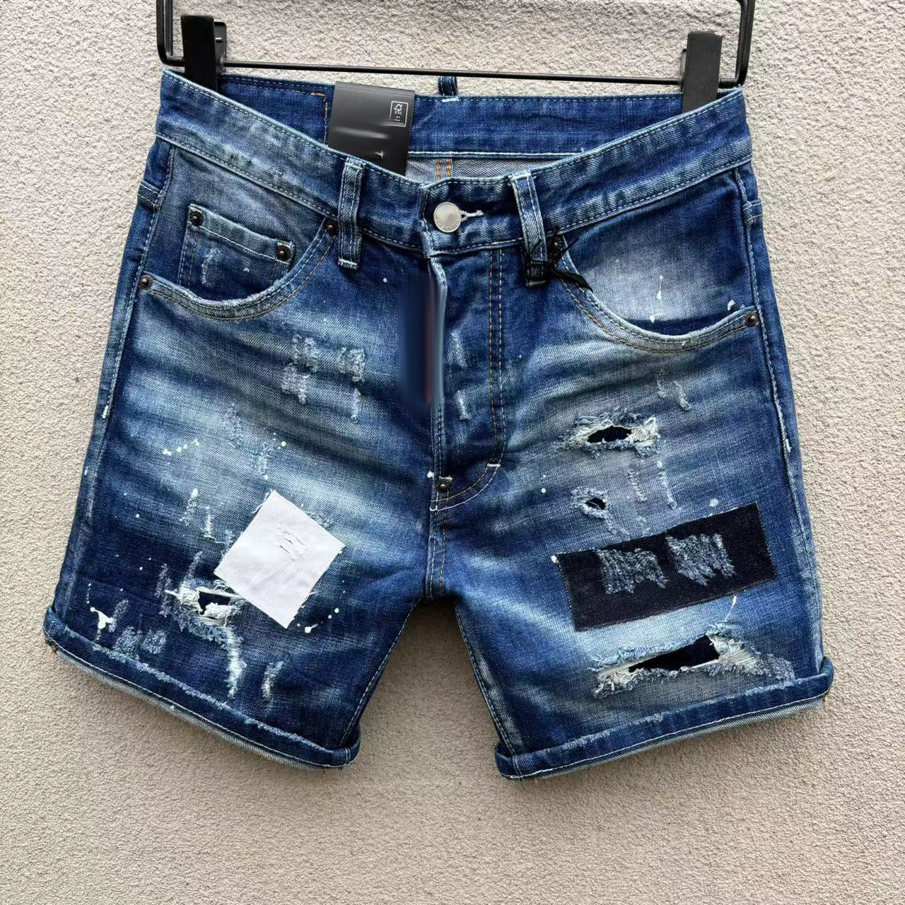 mens designer jeans denim black ripped short jeans the best version fashion broken hole Italy brand bike jeans