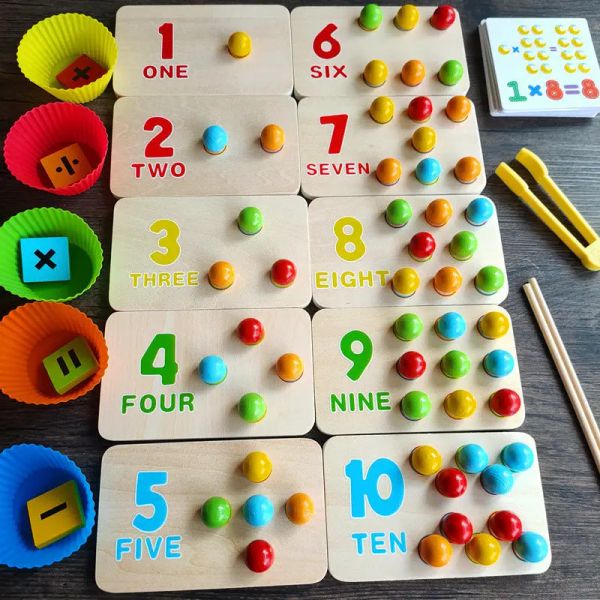 Kids Montessori Wooden Toys Hands Brain Training Clip Beads Montessori Beads Toys Educational Baby Board Math Toys for Children Z250116