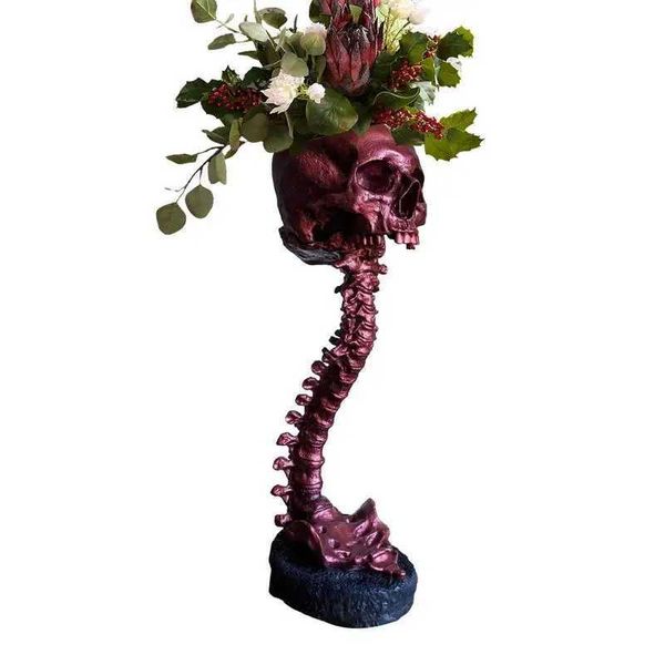 Planters Pots Spine Stand Skull Head Flowerpots Gothic Home Decor Spooky Skeleton Cactus Succulent Plant Pots Indoor Tabletop Planter Orname