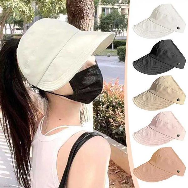 Outdoor Hats Wide Brim Hollow Sun Visors Hat Fashion Anti UV Sun Protection Fisherman Hat Outdoor Beach Bucket Hat Ponytail Caps z241113