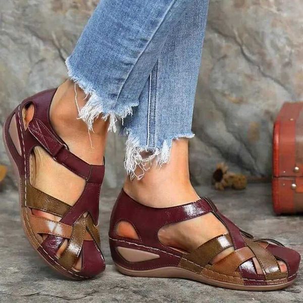 New Summer Womens Adult Durable Shoes Womens Elegant Solid Color Wedge Womens Sandals Y241025