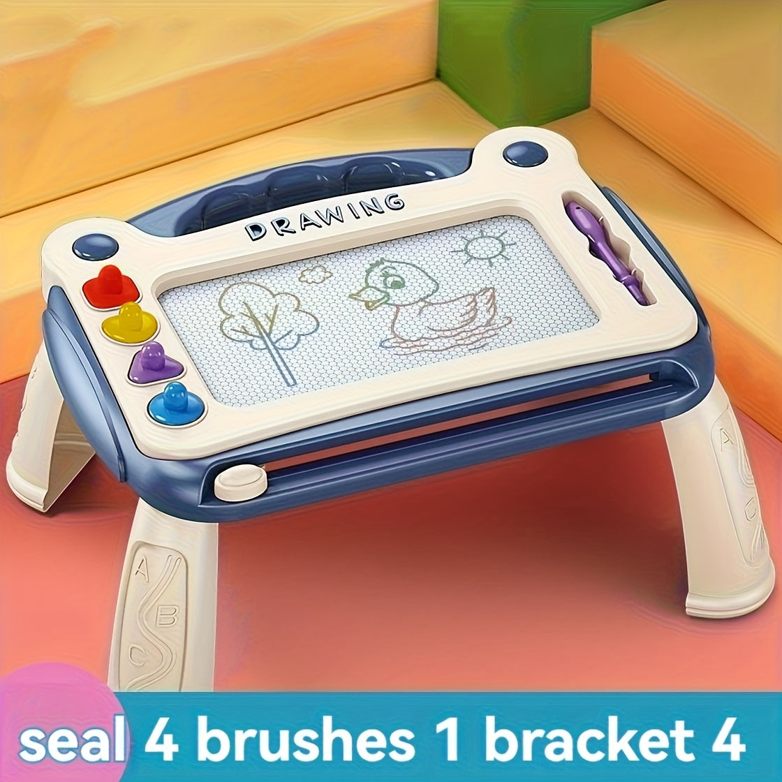 TEMU Painting Board, Puzzle Toy, Birthday Gift For Boys And Girls, Christmas And Halloween Gifts 4 Stamps + 1 Paint Brush + 4 Holders