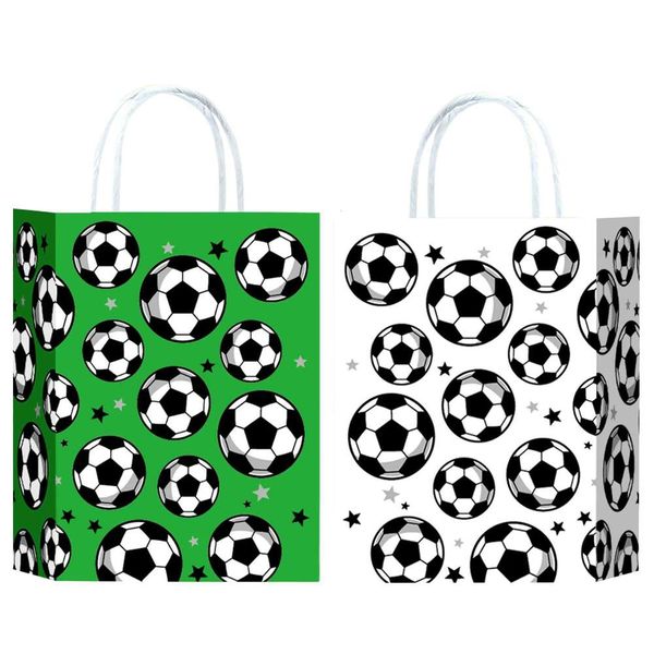 10Pcs Gift With Handle Decoration For Birthday Soccer Day Treat Paper Bag Supplies