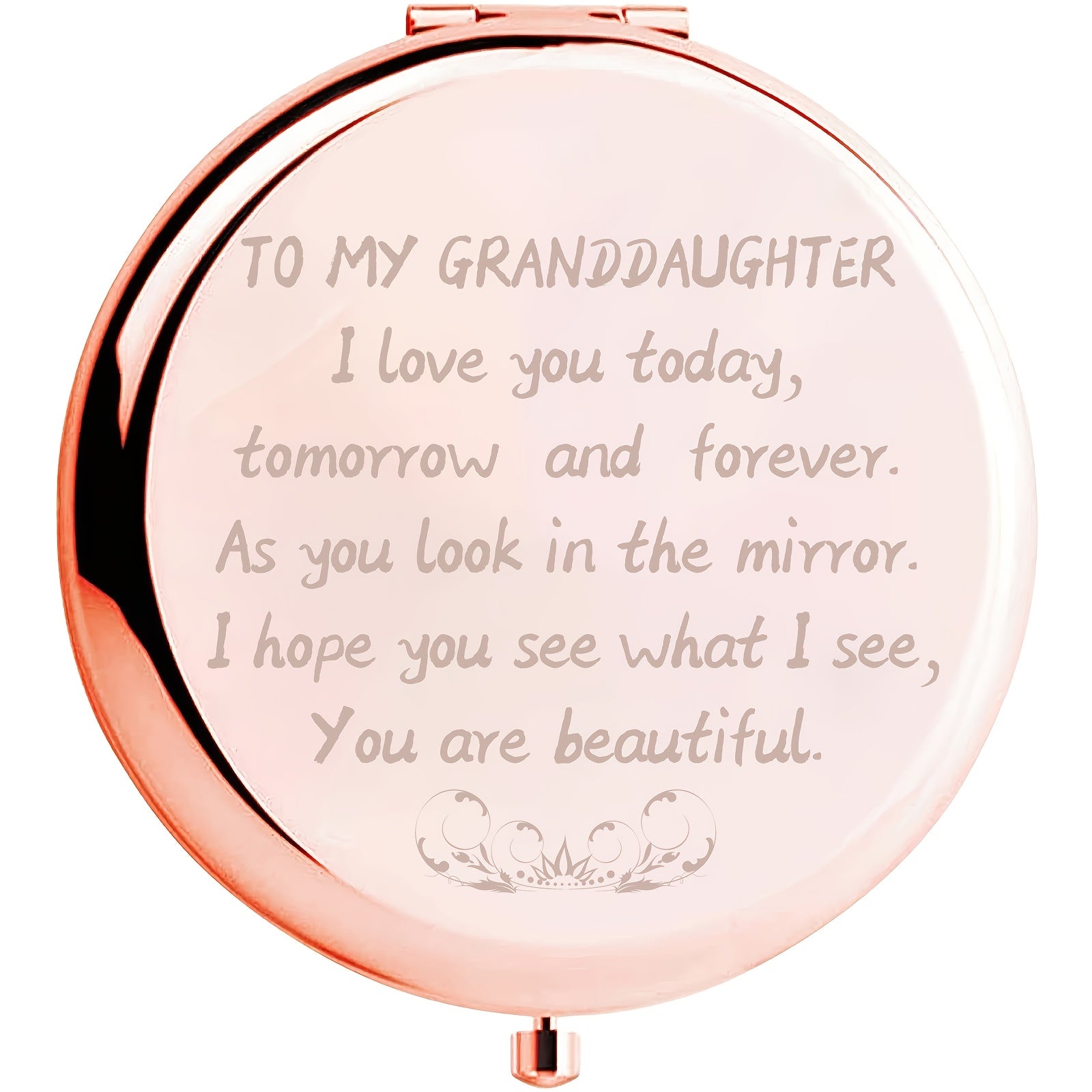 TEMU Gift For Granddaughter, Compact Mirror, Christmas Birthday Gift For Granddaughter, Anniversary Birthday Valentine's Day Gift