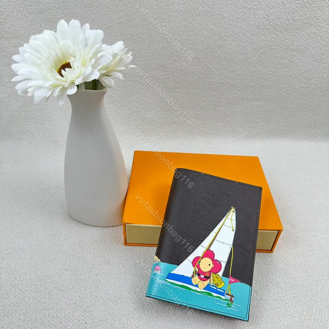 Fashion Men card holder designer wallet women flowers plants credit card holder top quality mini wallets surfin canvas pocket purse with box