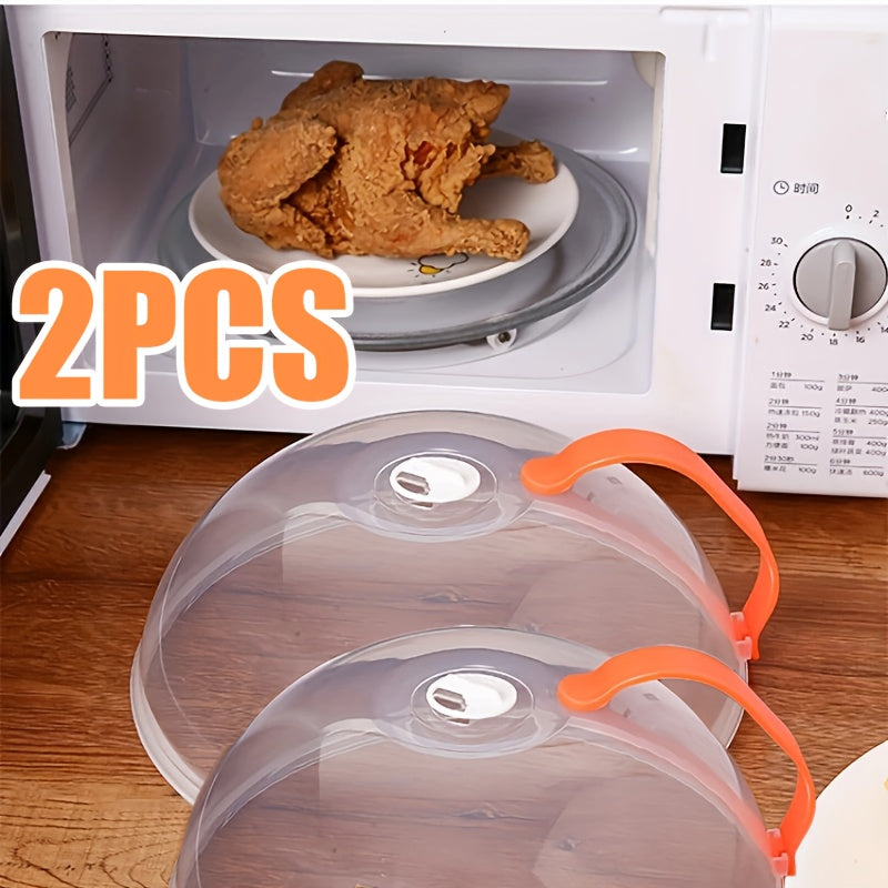 TEMU 2pcs Microwave Splatter Lids - Microwave To 450°f, Oil-proof & Ventilated Microwave Covers With Red , Clear Microwave Dish Lids For Steam