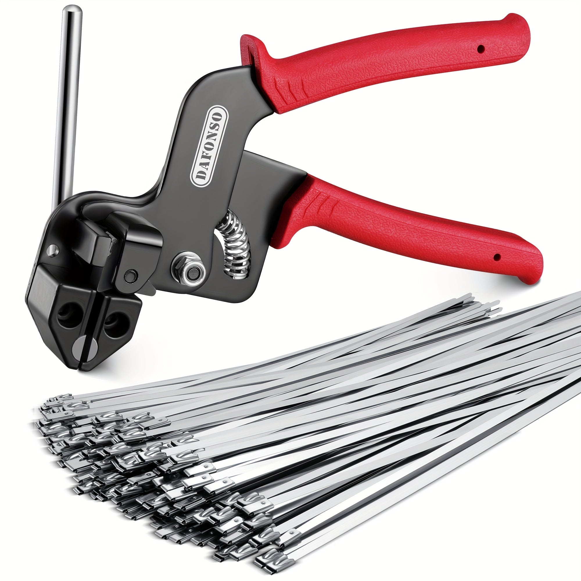 TEMU Stainless Steel Cable Tie Gun Kit-100pcs 11, 8 Inches 304 Heavy Duty Metal Zip Ties, 200lbs Tensile Strength & Uv Resistant-for Fence, Exhaust