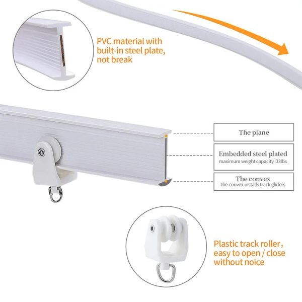 2-3-5-6M Bendable Curtain Track Bedrooms Balconies Bathrooms Flexible Silent Curtain Room Divider Track Home Window Decor Access