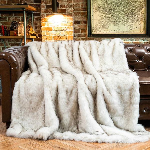 Battilo Faux Fur Blanket Plaid for Sofa Luxury Fox Fur Throw Blanket Winter Warm Fluffy Soft Blankets Bedspread on the Bed Y240730