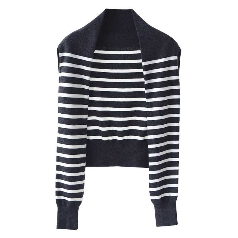 K405 2025 stylish all-match Korean wool knitted shawl women&#039;s spring and autumn outerwear waistcoat fake collar skirt shoulder scarf