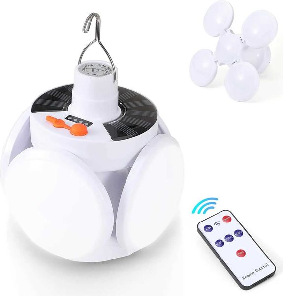 Folding Solar Camping Lantern Led Rechargeable Outdoor Hanging Tent Lamp Folding LED Football Bulbs With Hook Emergency Lights X250211