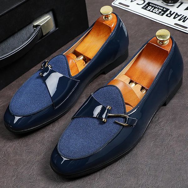 Mens Casual Leather Shoes Buckle Trendy Party Wedding Shoe Comfortable Driving Flats Men Moccasins Loafers EUR Sizes 3848 250114