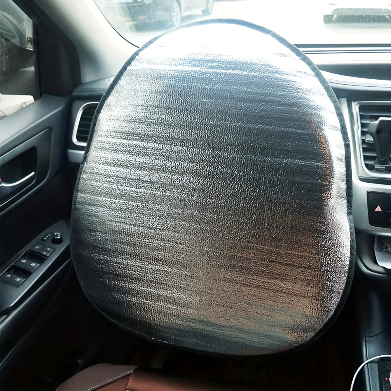 TEMU Universal Car Steering Wheel Sunshade Cover Foldable Shield Car Steering Covers Wheel Reflective Interior Accessories Steering Covers