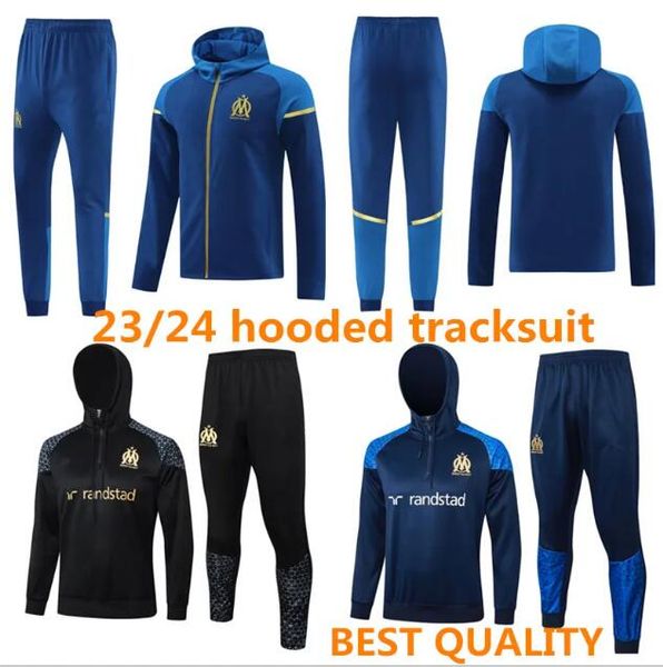 2023 2024 adult tracksuit MILIK PAYET Marseilles hooded long zipper survetement Training suit veste maillot 23 24 OM hoodie man tracksuitS f