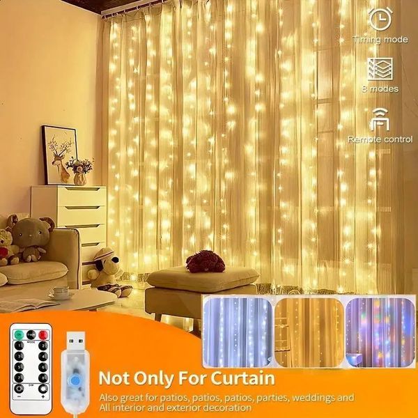 Year 2025 LED Christmas Lights Fairy String Curtain Garland USB Festoon Noel Decoration for Home Xmas Tree 240903