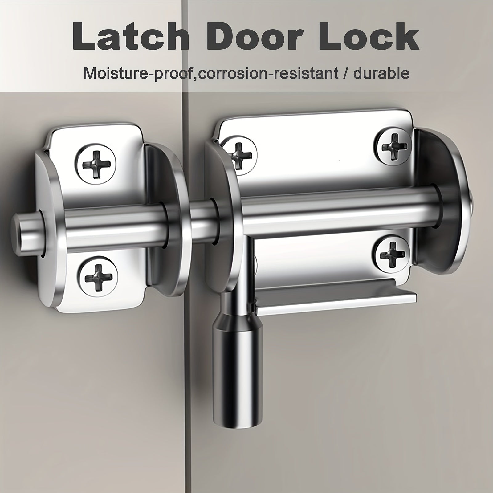 TEMU 1pc Stainless Steel Latch Lock - Durable Sliding Door Security Lock With Anti-corrosion Finish, Vintage Design For Bathroom & Dog Cage Doors,
