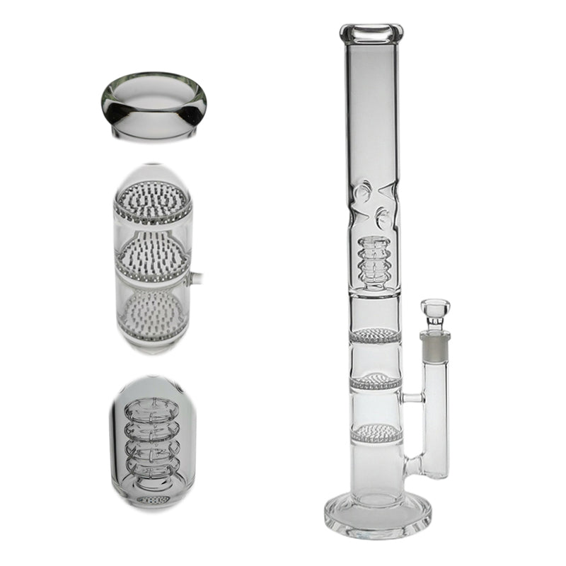 SAML 43cm-32cm Tall Water Pipe Hookahs Three Honeycomb Dab Rig Percolator Birdcage perc Glass Bong 5mm thick Joint size 18.8mm PG3027