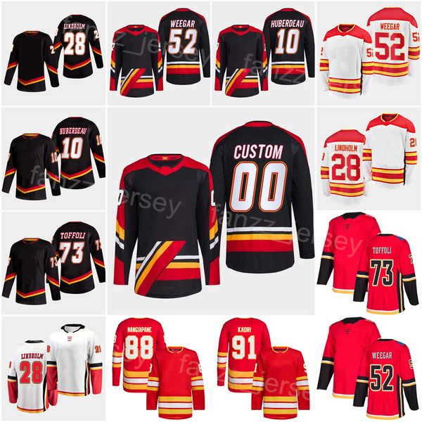 2023 Reverse Retro Hockey 91 Nazem Kadri Jersey 28 Elias Lindholm 25 Jacob Markstrom 88 Andrew Mangiapane 10 Jonathan Huberdeau 52 Mackenzie