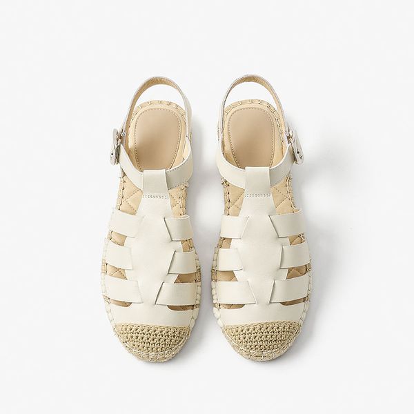 Sandals BeauToday Women Genuine Cow Leather Cover Toe Ankle Buckle Strap Beach Summer Ladies Retro Flat Shoes Handmade 32364 e0f7