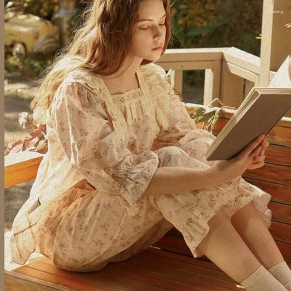 ral Cotton Pama Set for Women, 2-Piece Long Sleeve Sleepwear Lounge Wear