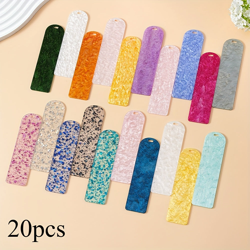 TEMU 20pcs Sticker Blank Bookmarks Hanging Ornaments Identification Cards Starry Sky Glittering Sequin Water Pattern Book Page Markers Gifts For Book