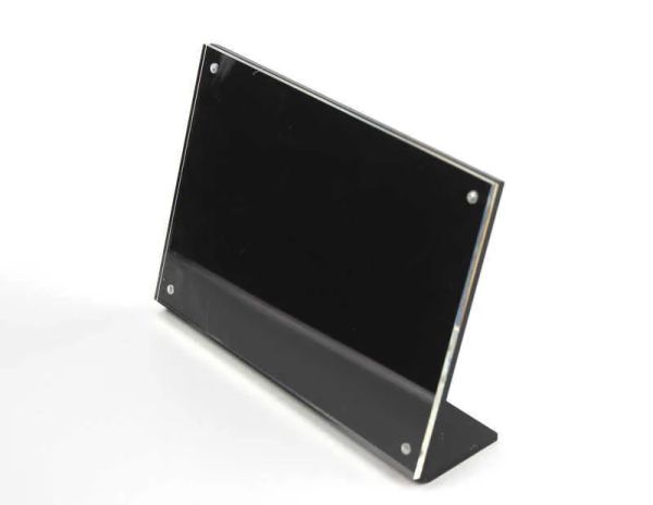 wholesale 21*14.8CM A5 transverse L black Acrylic frame stand magnetic label holder stand poster banner menu photo frame advertising ZZ