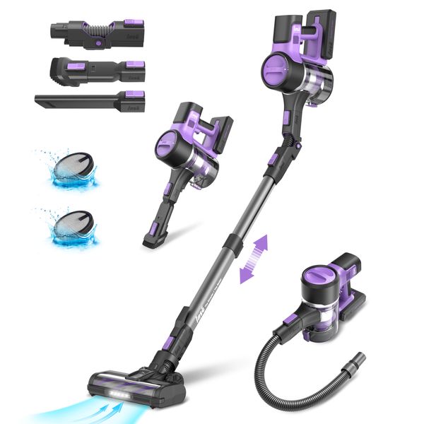 INSE Cordless Vacuum Cleaner, 9-in-1 Stick Vacuum with 26Kpa 350W Suction, Max 50 Min Runtime Vacuum for Home, Bendable Household Vacuum for