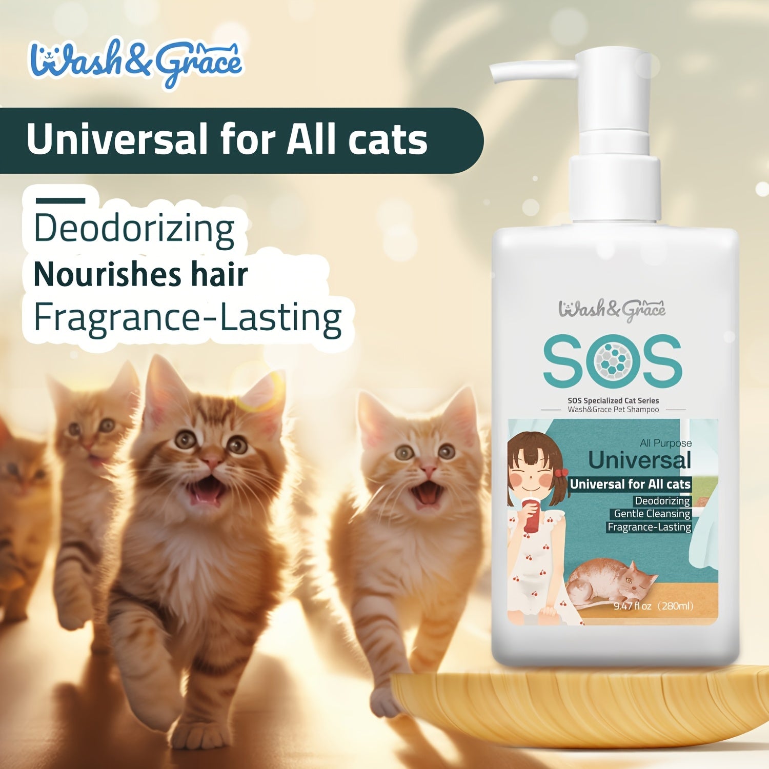 TEMU Cat Shampoo For & - Hypoallergenic Formula With Aloe Vera & Oatmeal, Long- & , Soothing, All Breeds ,