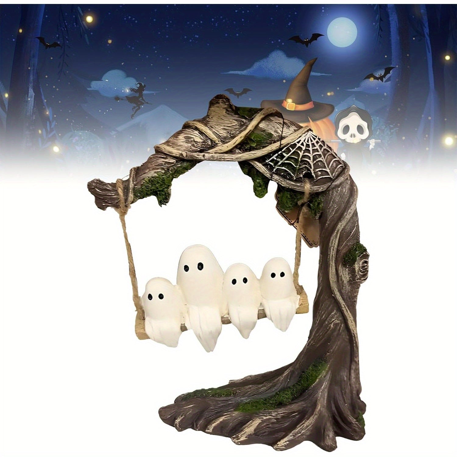 TEMU On A , Cute Swinging Halloween Figurine Indoor Decoration, , For Desktop Bookshelf Garden Patio Lawn Halloween Decor