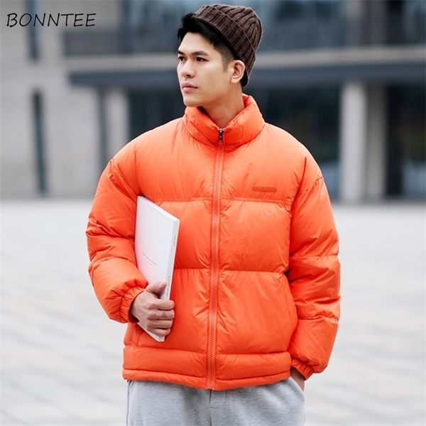 Mens Down Parkas Short Style Men Solid Color Stand Collar Winter Warm Loose Classic Puffer Coats Thickening Outerwear Casual Harajuku Chic 2