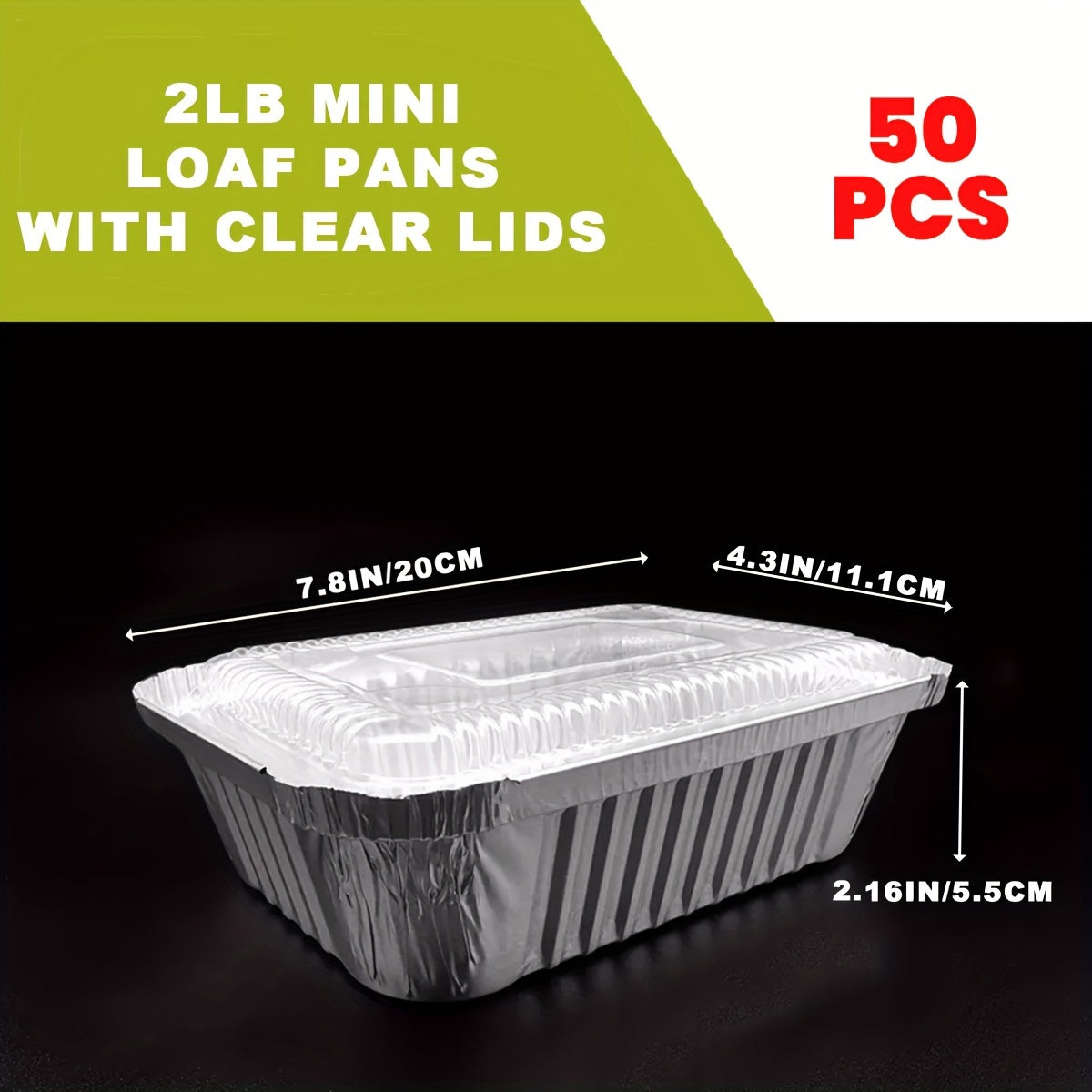 TEMU 50pcs Aluminum Foil Pans With Lids 8x4 Inches - Tin Foil Pans With High Heat Conductivity - Disposable Aluminum Tray Cookware For Baking,